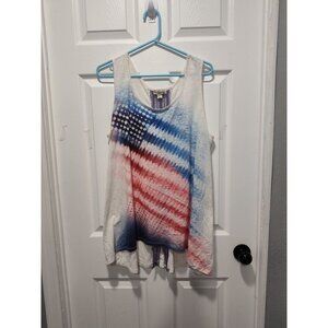World‎ Unity Women's Sleeveless Strappy Back America Blouse, Red White Blue 1X